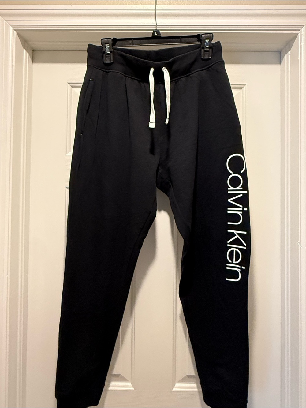Calvin Klein Black Joggers with White Side Logo
